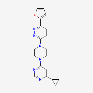 molecular formula C19H20N6O B2579501 3-[4-(6-Cyclopropylpyrimidin-4-yl)piperazin-1-yl]-6-(furan-2-yl)pyridazine CAS No. 2380184-40-5