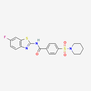 molecular formula C19H18FN3O3S2 B2579505 N-(6-fluorobenzo[d]thiazol-2-yl)-4-(piperidin-1-ylsulfonyl)benzamide CAS No. 361166-24-7