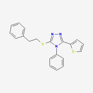 molecular formula C20H17N3S2 B2579520 3-(phenethylthio)-4-phenyl-5-(thiophen-2-yl)-4H-1,2,4-triazole CAS No. 501113-06-0