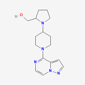 molecular formula C16H23N5O B2579521 [1-(1-Pyrazolo[1,5-a]pyrazin-4-ylpiperidin-4-yl)pyrrolidin-2-yl]methanol CAS No. 2380095-17-8