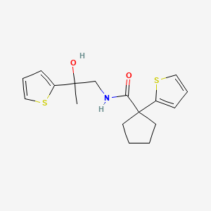 molecular formula C17H21NO2S2 B2579537 N-(2-hydroxy-2-(thiophen-2-yl)propyl)-1-(thiophen-2-yl)cyclopentanecarboxamide CAS No. 1351610-98-4