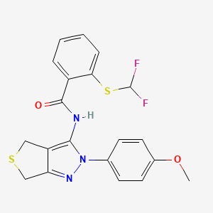 molecular formula C20H17F2N3O2S2 B2579547 2-((difluoromethyl)thio)-N-(2-(4-methoxyphenyl)-4,6-dihydro-2H-thieno[3,4-c]pyrazol-3-yl)benzamide CAS No. 893943-14-1