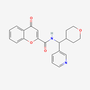 molecular formula C21H20N2O4 B2579570 4-氧代-N-(吡啶-3-基（四氢-2H-吡喃-4-基）甲基）-4H-色烯-2-甲酰胺 CAS No. 2034592-07-7