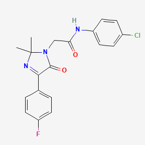 molecular formula C19H17ClFN3O2 B2579576 N-(4-chlorophenyl)-2-[4-(4-fluorophenyl)-2,2-dimethyl-5-oxo-2,5-dihydro-1H-imidazol-1-yl]acetamide CAS No. 866897-39-4
