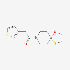 molecular formula C13H17NO2S2 B2579578 1-(1-Oxa-4-thia-8-azaspiro[4.5]decan-8-yl)-2-(thiophen-3-yl)ethanone CAS No. 1797617-35-6