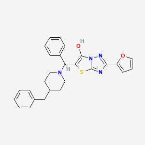 molecular formula C27H26N4O2S B2579585 5-((4-Benzylpiperidin-1-yl)(phenyl)methyl)-2-(furan-2-yl)thiazolo[3,2-b][1,2,4]triazol-6-ol CAS No. 887219-52-5