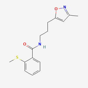 molecular formula C15H18N2O2S B2579587 N-(3-(3-甲基异恶唑-5-基)丙基)-2-(甲硫基)苯甲酰胺 CAS No. 2034588-28-6