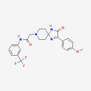 molecular formula C23H23F3N4O3 B2579588 2-(2-(4-methoxyphenyl)-3-oxo-1,4,8-triazaspiro[4.5]dec-1-en-8-yl)-N-(3-(trifluoromethyl)phenyl)acetamide CAS No. 1189662-04-1