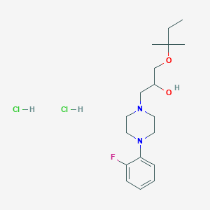 molecular formula C18H31Cl2FN2O2 B2579599 1-(4-(2-Fluorophenyl)piperazin-1-yl)-3-(tert-pentyloxy)propan-2-ol dihydrochloride CAS No. 1185338-77-5