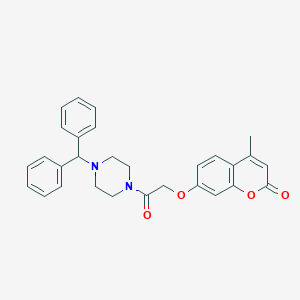 molecular formula C29H28N2O4 B257960 7-[2-(4-benzhydryl-1-piperazinyl)-2-oxoethoxy]-4-methyl-2H-chromen-2-one 