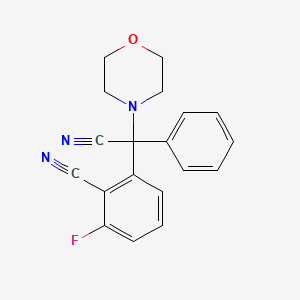 molecular formula C19H16FN3O B2579603 2-[Cyano(morpholino)phenylmethyl]-6-fluorobenzenecarbonitrile CAS No. 400087-70-9