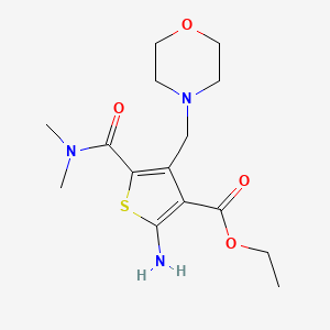 molecular formula C15H23N3O4S B2579617 Ethyl 2-amino-5-(dimethylcarbamoyl)-4-(morpholin-4-ylmethyl)thiophene-3-carboxylate CAS No. 556016-13-8