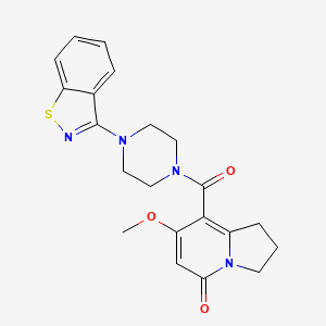 molecular formula C21H22N4O3S B2579619 8-(4-(benzo[d]isothiazol-3-yl)piperazine-1-carbonyl)-7-methoxy-2,3-dihydroindolizin-5(1H)-one CAS No. 2034514-15-1
