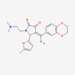 molecular formula C22H24N2O6 B2579621 4-(2,3-dihydrobenzo[b][1,4]dioxine-6-carbonyl)-1-(2-(dimethylamino)ethyl)-3-hydroxy-5-(5-methylfuran-2-yl)-1H-pyrrol-2(5H)-one CAS No. 618404-90-3