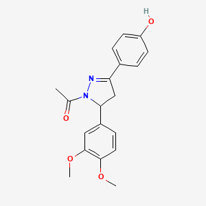 molecular formula C19H20N2O4 B2579622 1-(5-(3,4-dimethoxyphenyl)-3-(4-hydroxyphenyl)-4,5-dihydro-1H-pyrazol-1-yl)ethanone CAS No. 853750-39-7