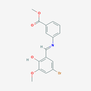 molecular formula C16H14BrNO4 B2579624 methyl 3-{[(E)-(5-bromo-2-hydroxy-3-methoxyphenyl)methylidene]amino}benzenecarboxylate CAS No. 477848-29-6