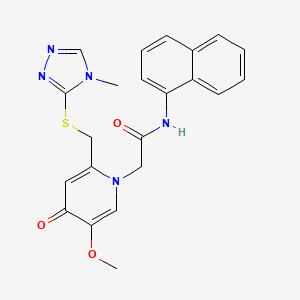 molecular formula C22H21N5O3S B2579625 2-(5-methoxy-2-(((4-methyl-4H-1,2,4-triazol-3-yl)thio)methyl)-4-oxopyridin-1(4H)-yl)-N-(naphthalen-1-yl)acetamide CAS No. 1005302-19-1