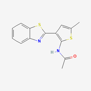 molecular formula C14H12N2OS2 B2579626 N-[3-(1,3-Benzothiazol-2-yl)-5-methylthiophen-2-yl]acetamide CAS No. 2379946-62-8