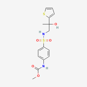 molecular formula C15H18N2O5S2 B2579631 methyl (4-(N-(2-hydroxy-2-(thiophen-2-yl)propyl)sulfamoyl)phenyl)carbamate CAS No. 1798675-16-7
