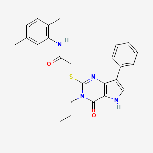 molecular formula C26H28N4O2S B2579634 2-[(3-丁基-4-氧代-7-苯基-4,5-二氢-3H-吡咯并[3,2-d]嘧啶-2-基)硫代]-N-(2,5-二甲苯基)乙酰胺 CAS No. 1260930-88-8