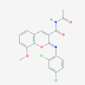 molecular formula C19H14Cl2N2O4 B2579636 (2Z)-N-acetyl-2-[(2,4-dichlorophenyl)imino]-8-methoxy-2H-chromene-3-carboxamide CAS No. 328077-46-9
