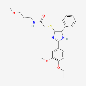 molecular formula C24H29N3O4S B2579642 2-((2-(4-ethoxy-3-methoxyphenyl)-5-phenyl-1H-imidazol-4-yl)thio)-N-(3-methoxypropyl)acetamide CAS No. 901240-85-5