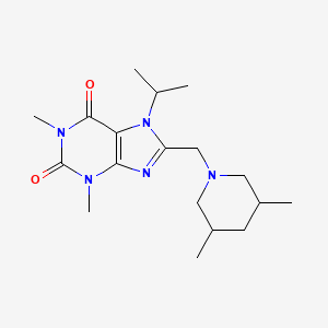 molecular formula C18H29N5O2 B2579647 8-[(3,5-Dimethylpiperidin-1-yl)methyl]-1,3-dimethyl-7-propan-2-ylpurine-2,6-dione CAS No. 878421-90-0
