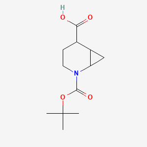 molecular formula C12H19NO4 B2579649 2-[(叔丁氧羰基)羰基]-2-氮杂双环[4.1.0]庚烷-5-羧酸 CAS No. 1891128-35-0