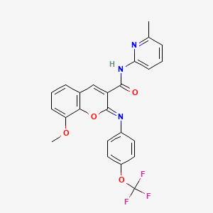 molecular formula C24H18F3N3O4 B2579650 (2Z)-8-methoxy-N-(6-methylpyridin-2-yl)-2-{[4-(trifluoromethoxy)phenyl]imino}-2H-chromene-3-carboxamide CAS No. 1327182-16-0