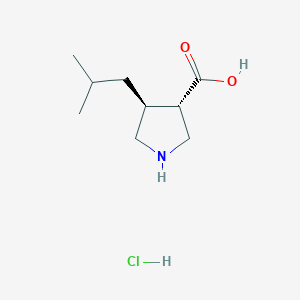 molecular formula C9H18ClNO2 B2579656 (3S,4S)-4-(2-Methylpropyl)pyrrolidine-3-carboxylic acid;hydrochloride CAS No. 641634-62-0