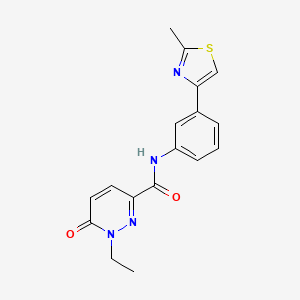 molecular formula C17H16N4O2S B2579657 1-乙基-N-(3-(2-甲基噻唑-4-基)苯基)-6-氧代-1,6-二氢吡咯嗪-3-甲酰胺 CAS No. 2189499-34-9