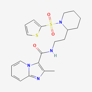 molecular formula C20H24N4O3S2 B2579658 2-甲基-N-(2-(1-(噻吩-2-磺酰基)哌啶-2-基)乙基)咪唑并[1,2-a]吡啶-3-甲酰胺 CAS No. 1209067-06-0