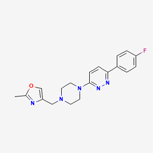 molecular formula C19H20FN5O B2579662 4-[[4-[6-(4-Fluorophenyl)pyridazin-3-yl]piperazin-1-yl]methyl]-2-methyl-1,3-oxazole CAS No. 2380080-08-8