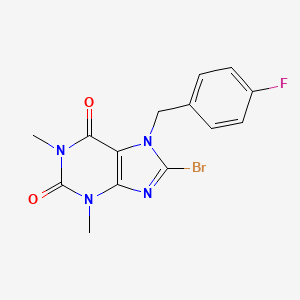 molecular formula C14H12BrFN4O2 B2579667 8-bromo-7-(4-fluorobenzyl)-1,3-dimethyl-1H-purine-2,6(3H,7H)-dione CAS No. 377051-91-7