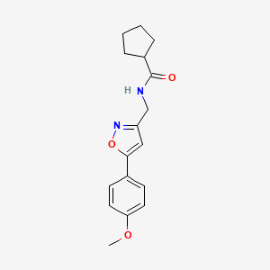 molecular formula C17H20N2O3 B2579668 N-((5-(4-methoxyphenyl)isoxazol-3-yl)methyl)cyclopentanecarboxamide CAS No. 952969-07-2