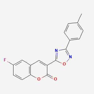 molecular formula C18H11FN2O3 B2579669 6-fluoro-3-[3-(4-methylphenyl)-1,2,4-oxadiazol-5-yl]-2H-chromen-2-one CAS No. 950392-98-0