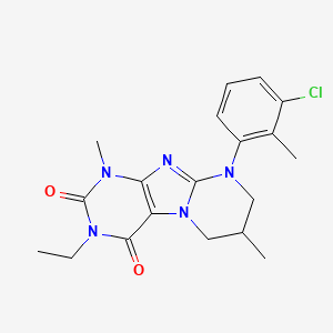 molecular formula C19H22ClN5O2 B2579699 9-(3-chloro-2-methylphenyl)-3-ethyl-1,7-dimethyl-7,8-dihydro-6H-purino[7,8-a]pyrimidine-2,4-dione CAS No. 893961-00-7