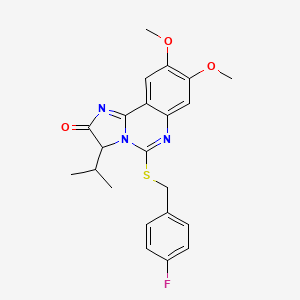 molecular formula C22H22FN3O3S B2579703 5-[(4-氟苄基)硫代]-3-异丙基-8,9-二甲氧基咪唑并[1,2-c]喹唑啉-2(3H)-酮 CAS No. 1030938-55-6