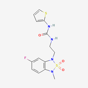 molecular formula C14H15FN4O3S2 B2579718 1-(2-(6-fluoro-3-methyl-2,2-dioxidobenzo[c][1,2,5]thiadiazol-1(3H)-yl)ethyl)-3-(thiophen-2-yl)urea CAS No. 2034454-51-6