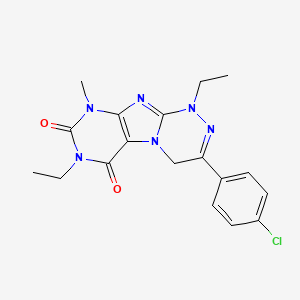 molecular formula C18H19ClN6O2 B2579719 3-(4-chlorophenyl)-1,7-diethyl-9-methyl-7,9-dihydro-[1,2,4]triazino[3,4-f]purine-6,8(1H,4H)-dione CAS No. 941936-50-1