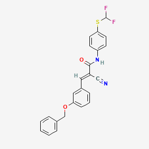 molecular formula C24H18F2N2O2S B2579729 (E)-2-cyano-N-[4-(difluoromethylsulfanyl)phenyl]-3-(3-phenylmethoxyphenyl)prop-2-enamide CAS No. 745808-72-4