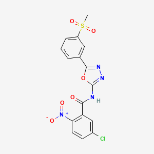 molecular formula C16H11ClN4O6S B2579734 5-chloro-N-(5-(3-(methylsulfonyl)phenyl)-1,3,4-oxadiazol-2-yl)-2-nitrobenzamide CAS No. 886930-57-0