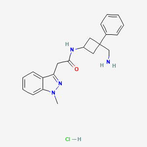 molecular formula C21H25ClN4O B2579735 N-[3-(Aminomethyl)-3-phenylcyclobutyl]-2-(1-methylindazol-3-yl)acetamide;hydrochloride CAS No. 2418728-17-1