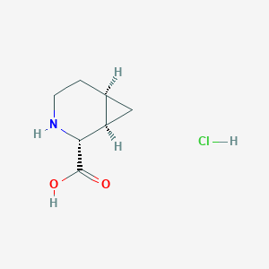 molecular formula C7H12ClNO2 B2579738 (1R,2R,6R)-3-氮杂双环[4.1.0]庚烷-2-羧酸；盐酸盐 CAS No. 2173637-36-8