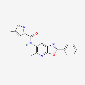 molecular formula C18H14N4O3 B2579743 5-methyl-N-(5-methyl-2-phenyloxazolo[5,4-b]pyridin-6-yl)isoxazole-3-carboxamide CAS No. 2034422-96-1