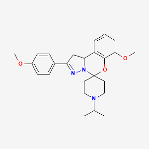 molecular formula C25H31N3O3 B2579761 1'-Isopropyl-7-methoxy-2-(4-methoxyphenyl)-1,10b-dihydrospiro[benzo[e]pyrazolo[1,5-c][1,3]oxazine-5,4'-piperidine] CAS No. 840468-90-8