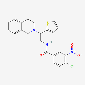 molecular formula C22H20ClN3O3S B2579762 4-chloro-N-(2-(3,4-dihydroisoquinolin-2(1H)-yl)-2-(thiophen-2-yl)ethyl)-3-nitrobenzamide CAS No. 898452-58-9