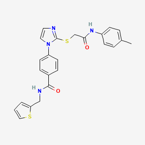 molecular formula C24H22N4O2S2 B2579763 4-(2-((2-oxo-2-(p-tolylamino)ethyl)thio)-1H-imidazol-1-yl)-N-(thiophen-2-ylmethyl)benzamide CAS No. 1206990-91-1