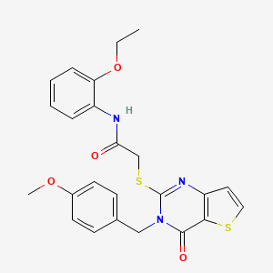 molecular formula C24H23N3O4S2 B2579767 N-(2-乙氧苯基)-2-{[3-(4-甲氧基苄基)-4-氧代-3,4-二氢噻吩并[3,2-d]嘧啶-2-基]硫代}乙酰胺 CAS No. 1252821-35-4