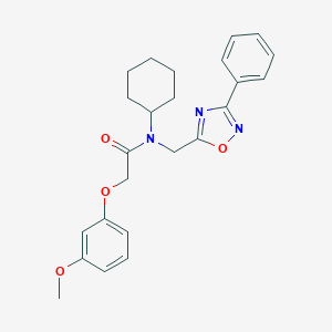 molecular formula C24H27N3O4 B257977 N-cyclohexyl-2-(3-methoxyphenoxy)-N-[(3-phenyl-1,2,4-oxadiazol-5-yl)methyl]acetamide 
